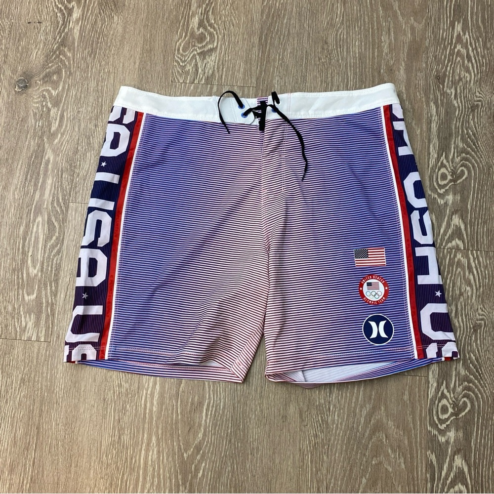 Hurley Gray and Pink Waistband Board Shorts